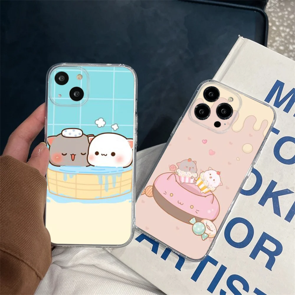 Cute Cat Phone Case Iphone 11 12 13 14 Pro Max 13 Mini 13Promax Silicon Funda Cover Trasparenti
