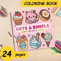 Cute & Simple Easy Coloring Book For Adults And Teens Birthday Party Relieve Stress Kill Time diy Graffiti Painting Drawing 1
