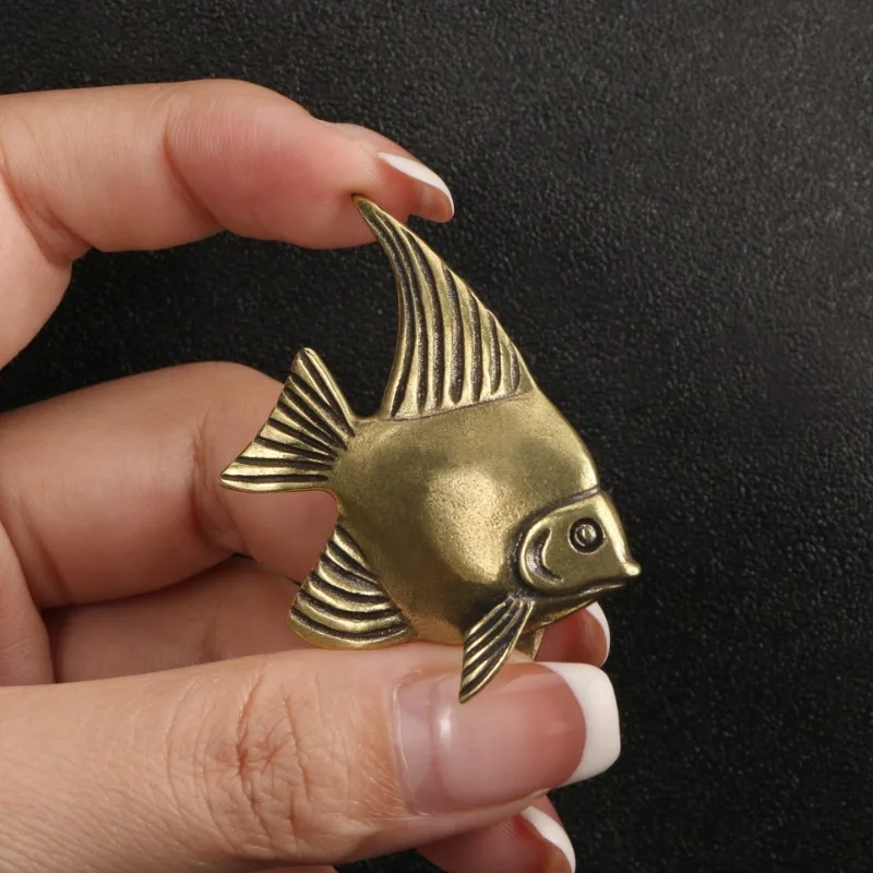 

Antique Brass Pterophyllum Scalare Fish Watching Fishes Sea Animals Model Fishbowl Decoration Action Figures Education Miniature
