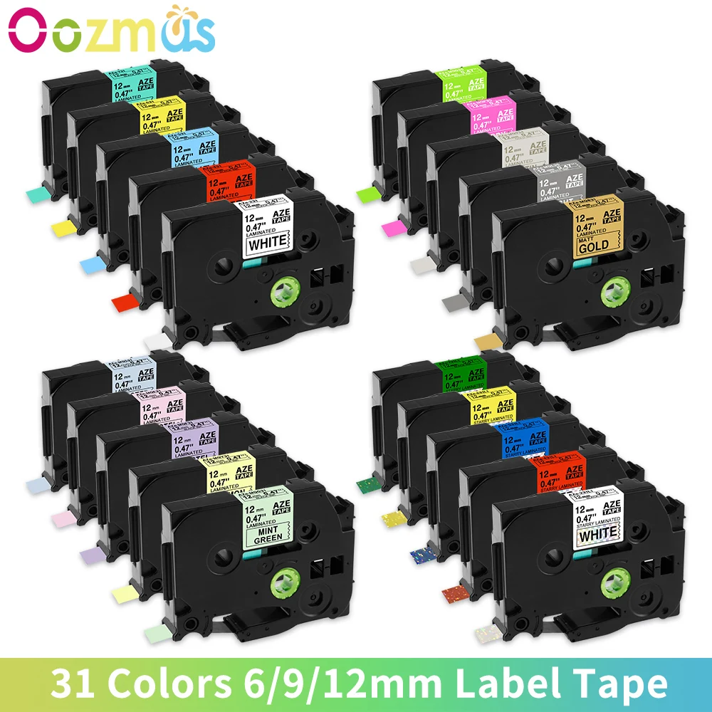 Oozmas TZ231 Label Tape Compatible for Brother Labeling Ribbon TZe-231 tz-631 PT-H110 PT-D210 PT-D220 Label Maker Printer