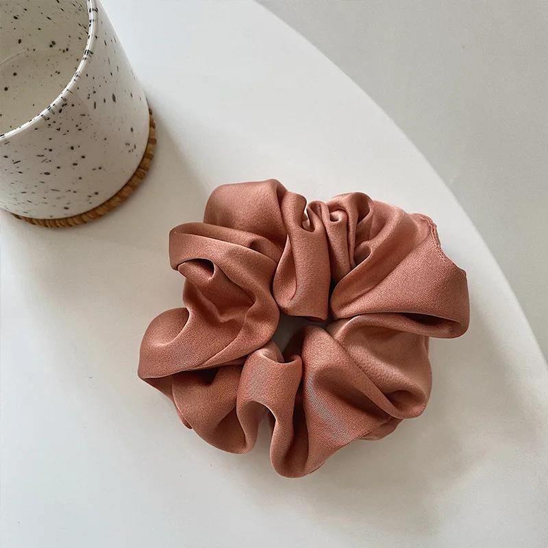 Elegant Silk Hair Scrunchie for Women - Solid Color Hair Accessory