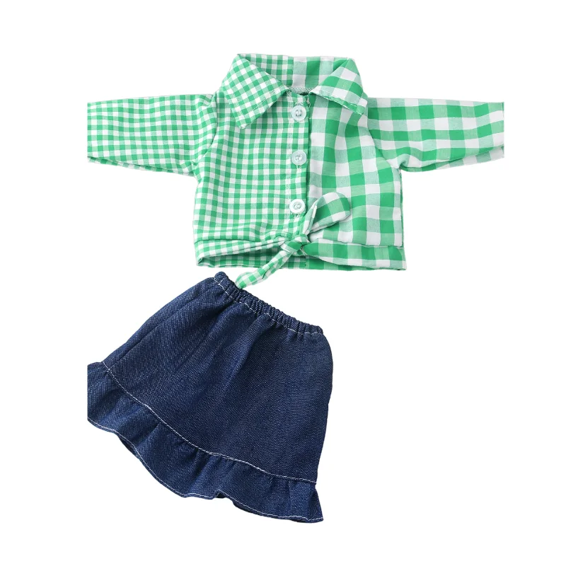 38cm doll clothes for 43cm Bebe doll boy clothes pants blue elephant set for 17" doll fur pajama