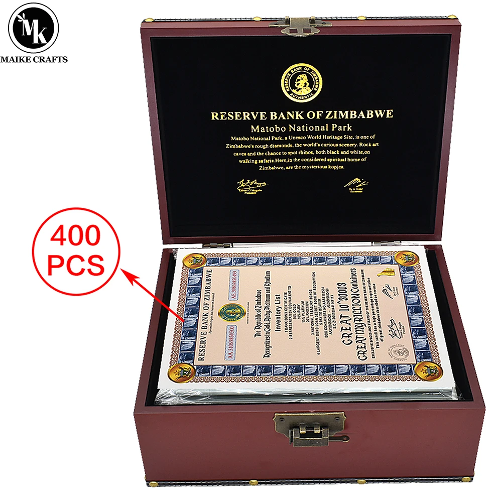 400pcs/box Zimbabwe Great Myrillion Containers Certificate 10 ^ 30003 Zimbabwe Banknotes