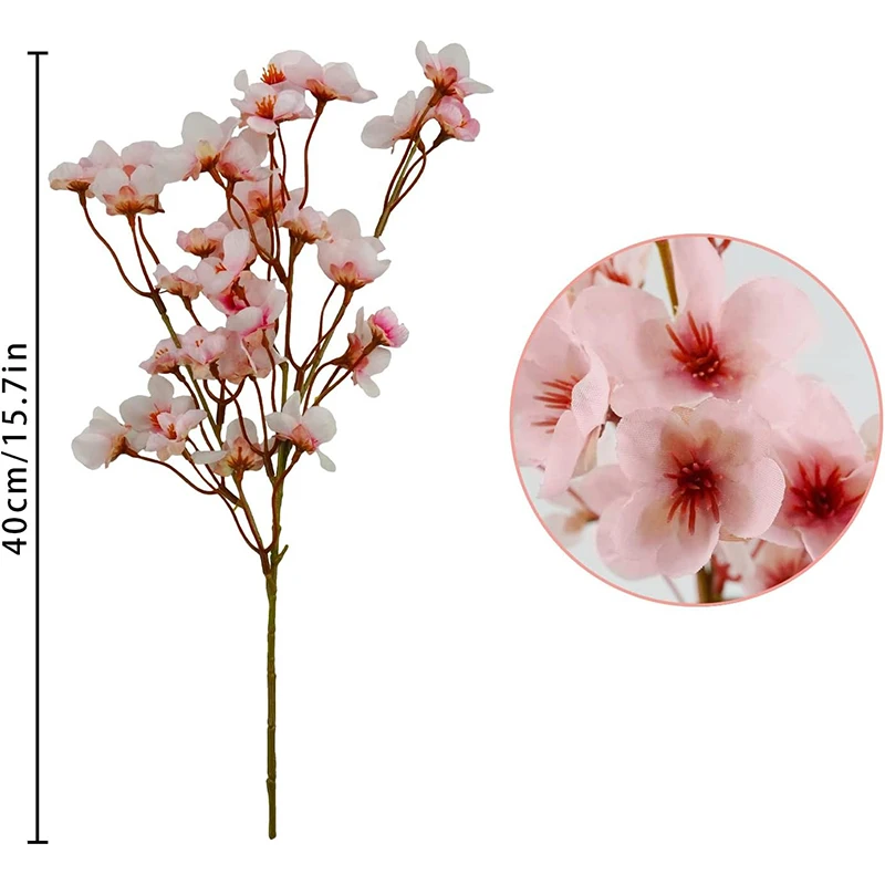 Artificial Cherry Blossom Flower Silk Peach Flowers Fake Plants Arrangement 40cm For DIY Garden Home Wedding Party Decor