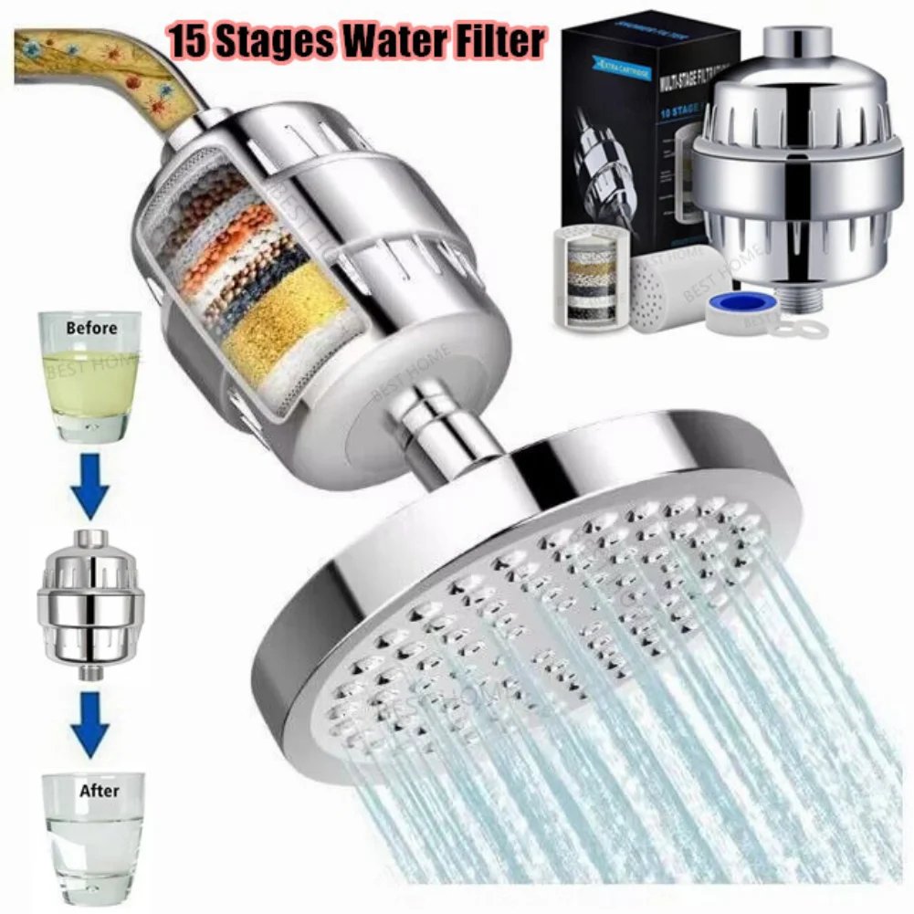 Filter shower head shower water filter 15 stages removes chlorine etc for hard water