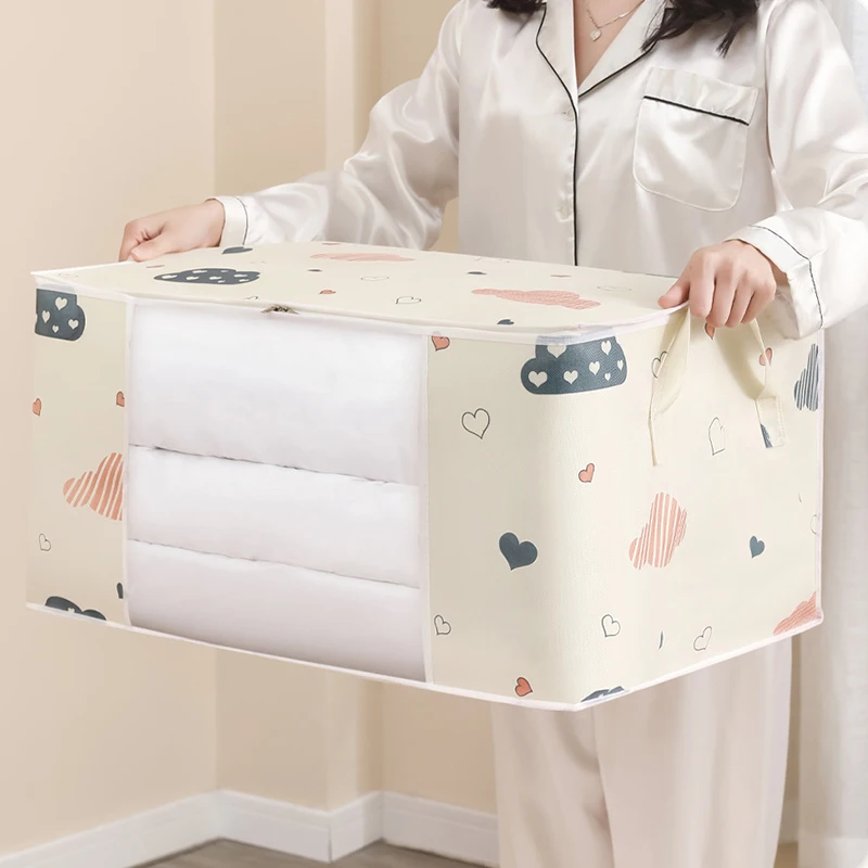 이동 가방 보관 상자 대형 이불 보관 가방 방진 옷장 이불 의류 주최자 가정용 담요 지퍼 정렬 가방