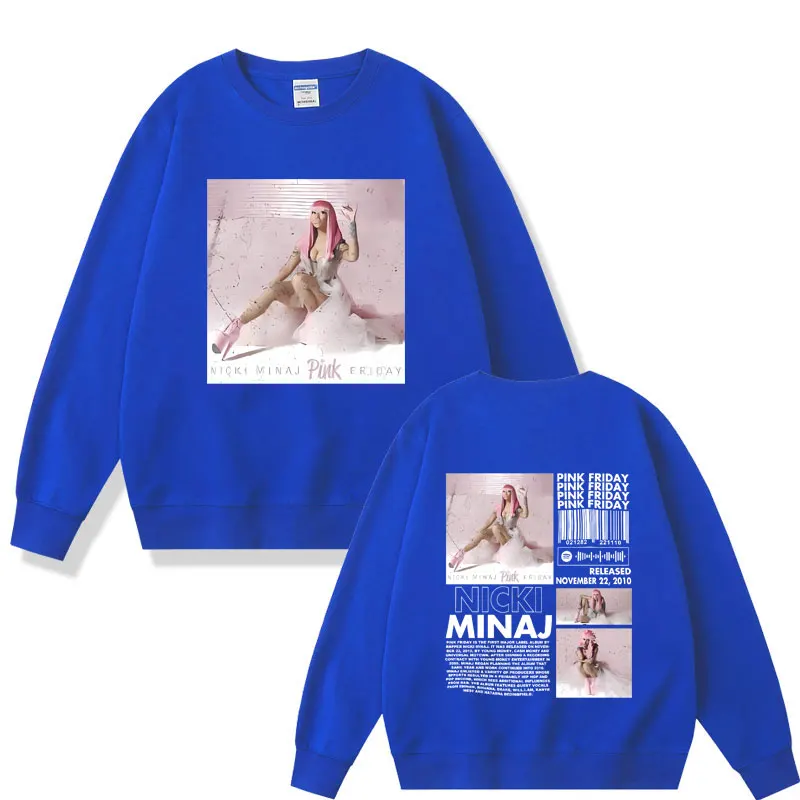Rapper Nicki Minaj Pink Friday Album Cover Print Pullover Men Women Hip Hop Oversized Sweatshirt Unisex Fleece Cotton Pullovers