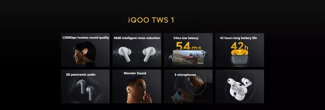 VIVO IQOO TWS 1 TWS Earphone Bluetooth 5.3 49dB Active Noise