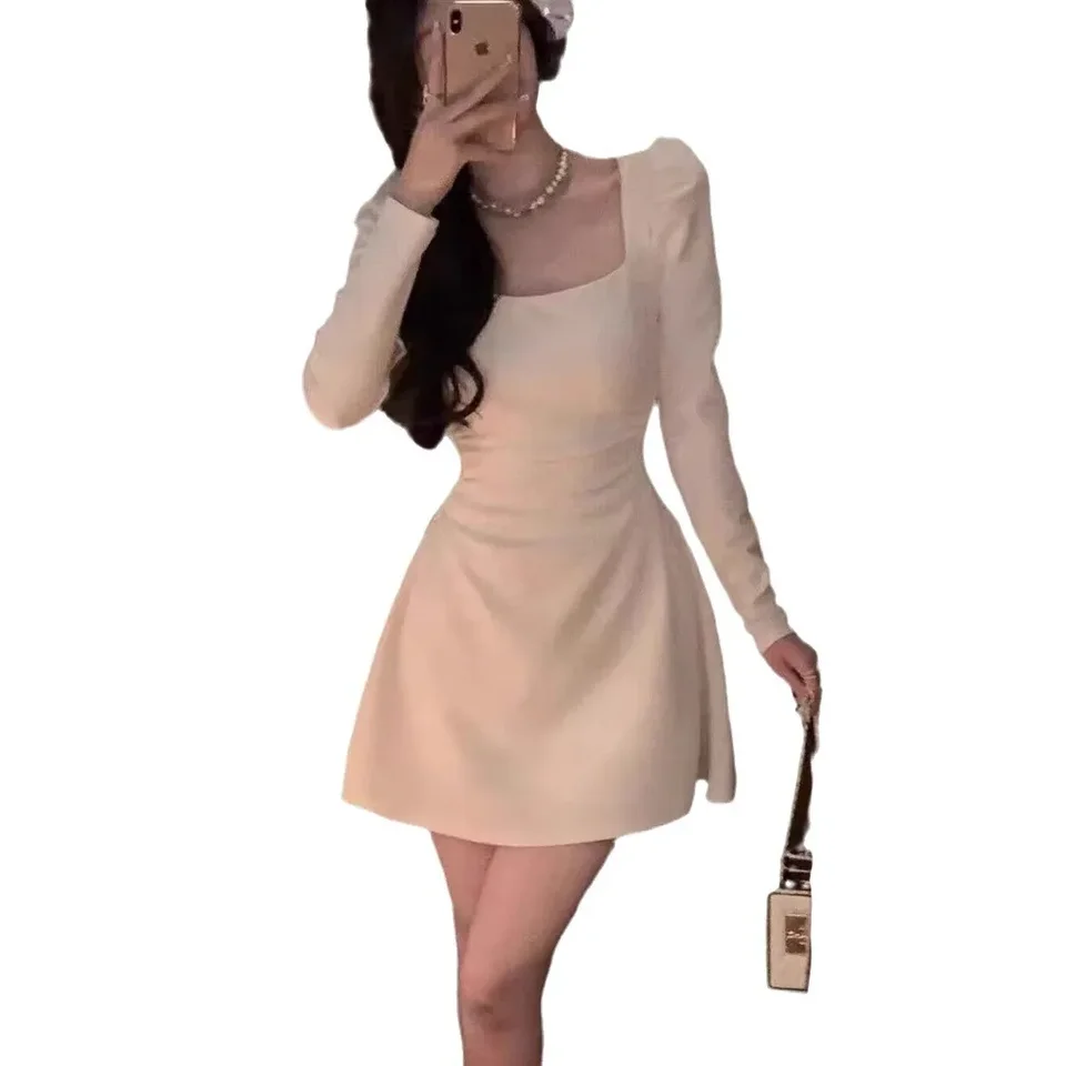 Elegant French Style Slimming Mini Dress for Women
