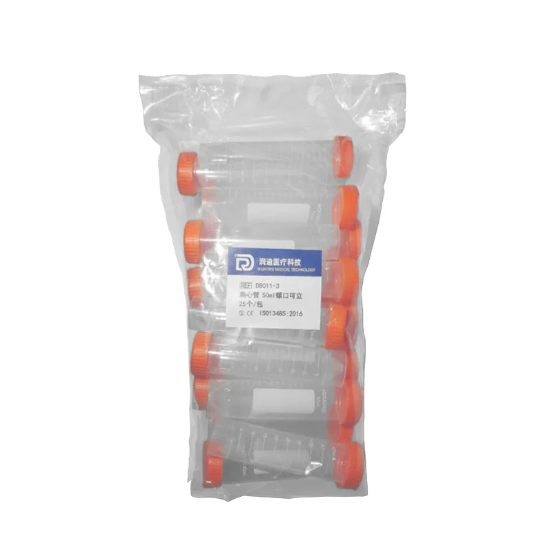 25Pcs 50ml Graduated Lab Plastic Freezing Tube Cryo Preservative Tube Centrifuge Test with Scale Free-standing