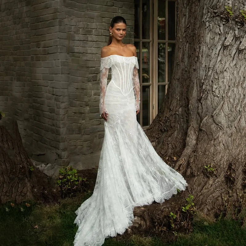 off shoulder mesh dress Long Sleeve Wedding Gown Maxi Cm Inch Size Champagne:S Boho Silver Grey Sequins autumn