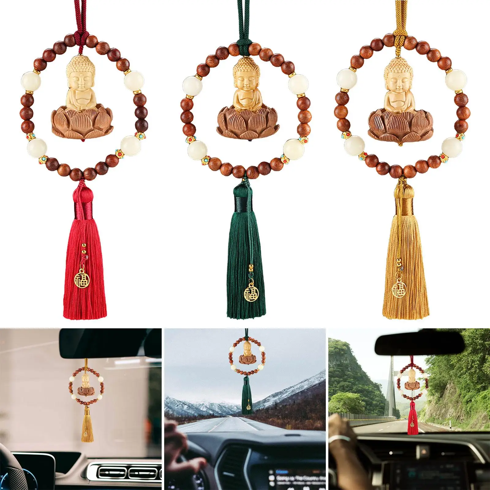 Buddha Statue Hanging Ornament, Car Rearview Mirror Hanging Decoration, Buddha