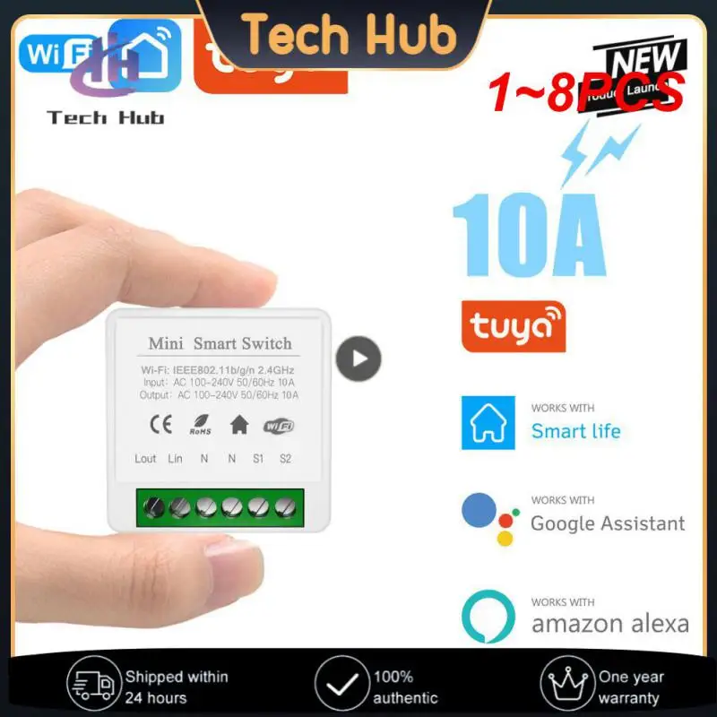 

1~8PCS Smart Switch Wifi Remote Control Wireless Switches Breaker Switch Module Tuya Timer 10a Mini Smart Home Automation