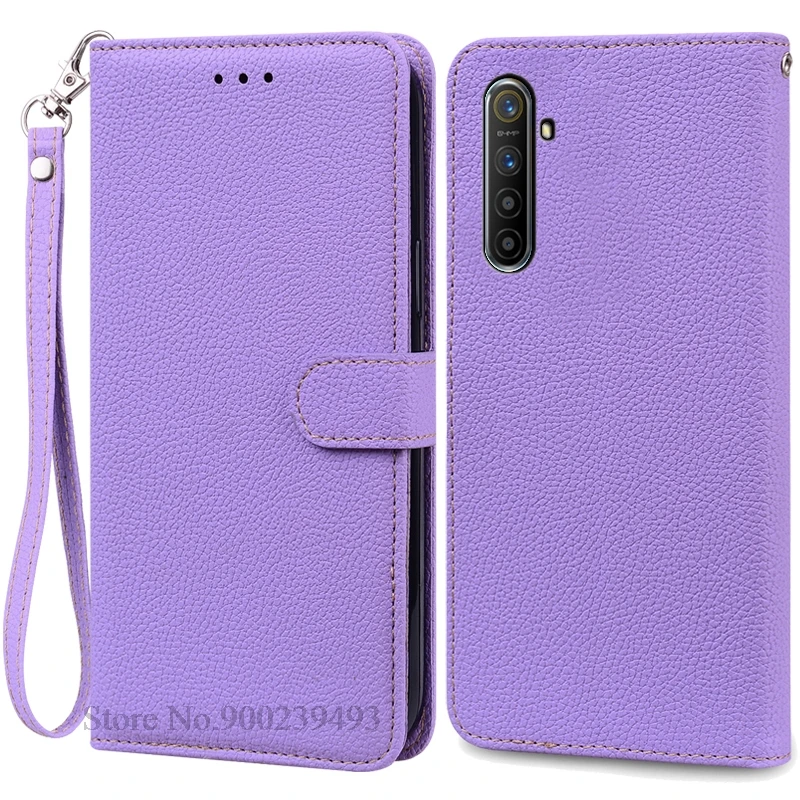 Realme XT Leather Flip Wallet Phone Case with Soft TPU Silicone Cover