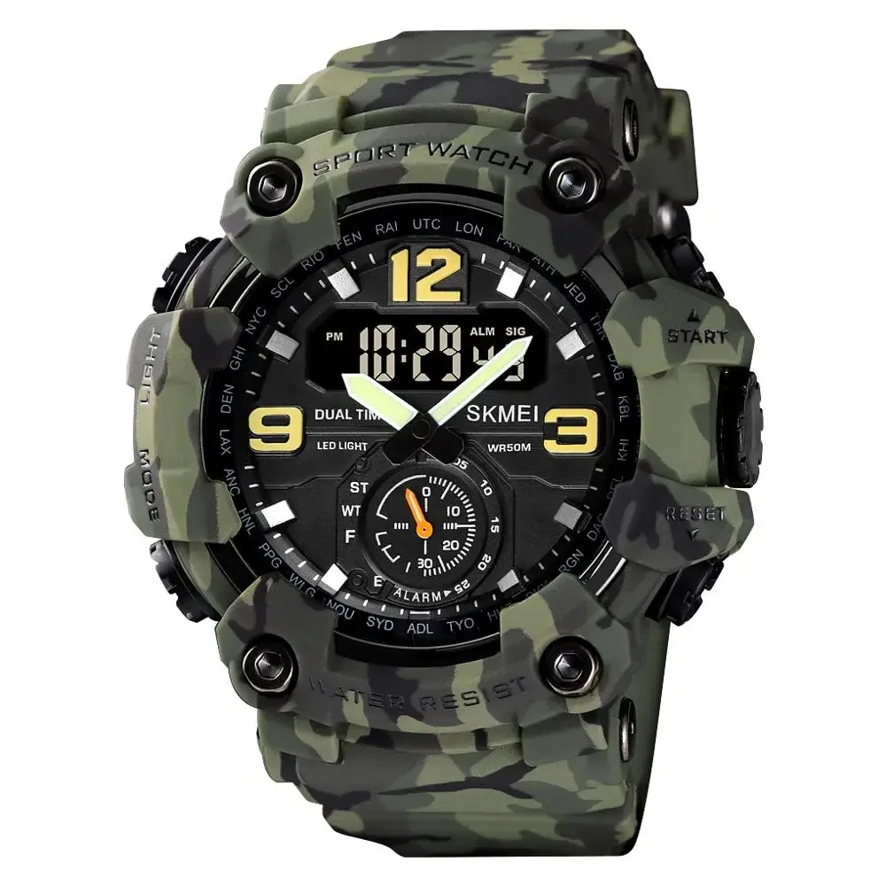 Enhanced Military LED Display Waterproof Quartz Wristwatch for Men - Sporty Shockproof Design