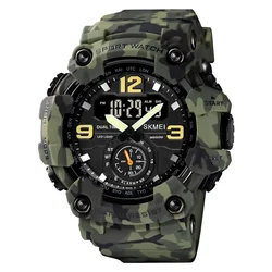 Enhanced Military LED Display Waterproof Quartz Wristwatch for Men - Sporty Shockproof Design (Armygreen - Camouflage)
