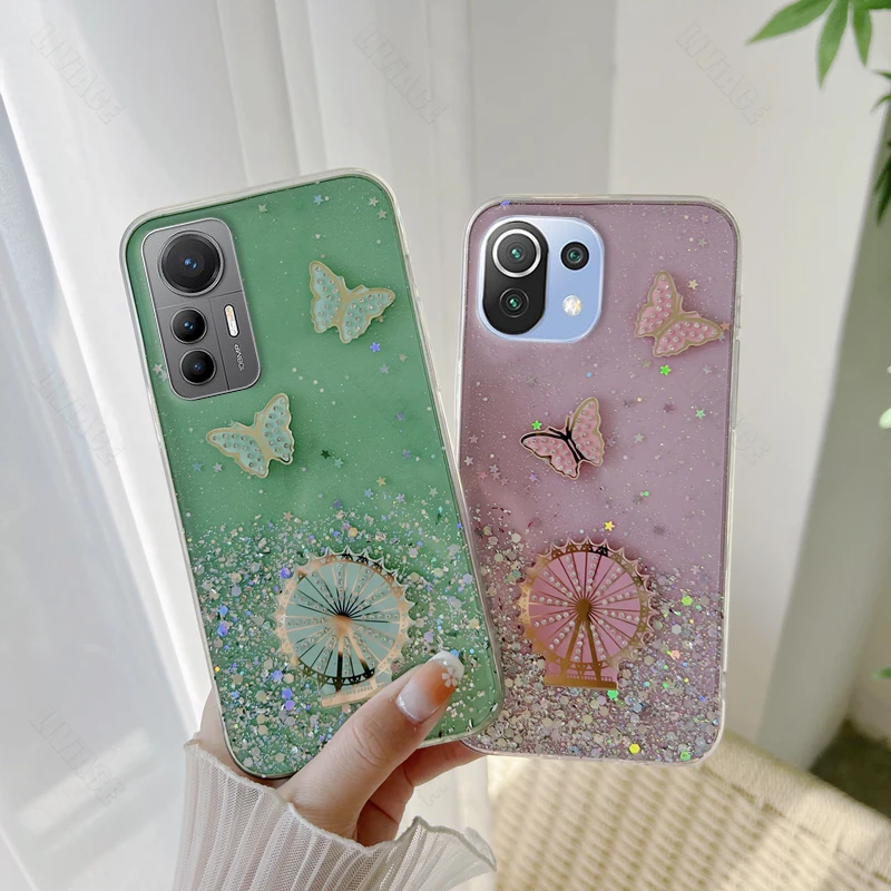Coque de téléphone scintillante papillon Quicksand, étui Ultra pour Xiaomi Mi 12T 11T 13T 10 11 Mi13 Pro 13 12 Lite 9 9T 10T_voghion.com