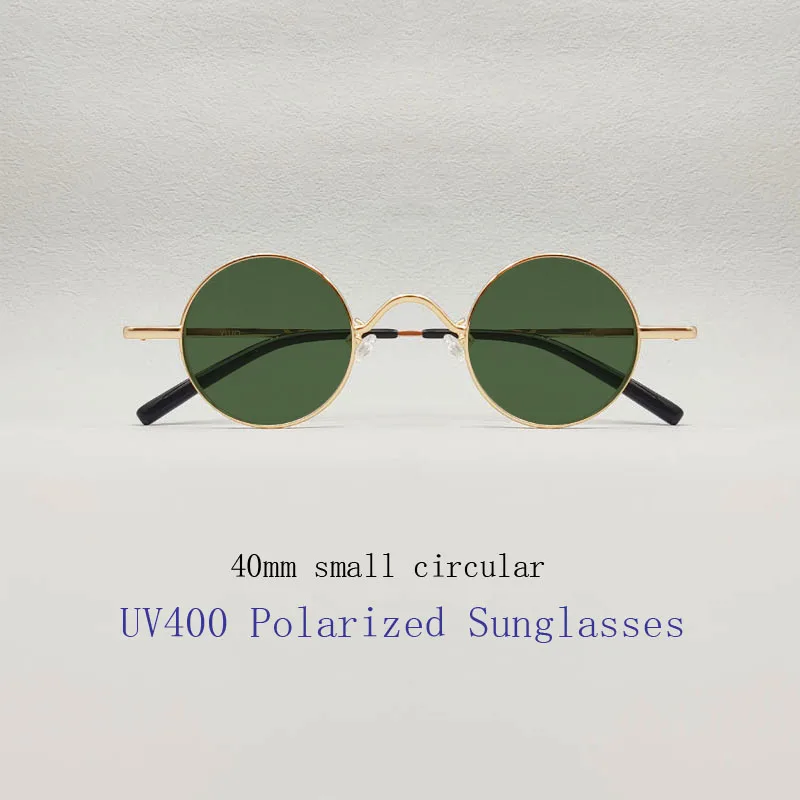 

Маленькие круглые поляризованные солнцезащитные очки UV400 в стиле ретро, золотые, серебристые, металлические, антибликовые солнцезащитные очки с темно-коричневыми, зелеными, серыми линзами