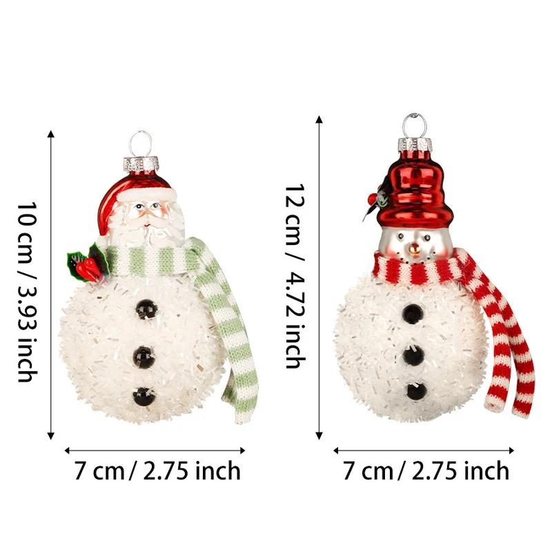 Christmas Santa Claus Pendant Glass Snowman Ornaments