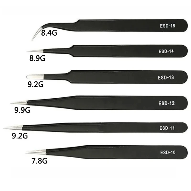 Precision Tweezers 6PCS Precision Tweezers Set ESD Anti Static Stainless Steel Tweezers Repair Tools for Electronics Repair Soldering Craft