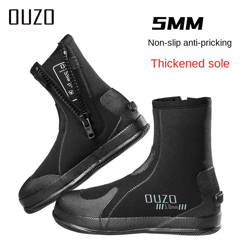 

5mmDive bootsOUZOThick Non-Slip Wear-Resistant Snorkeling Beach Surfing Vulcanized Shoes Upstream Shoes High Top Diver Boots