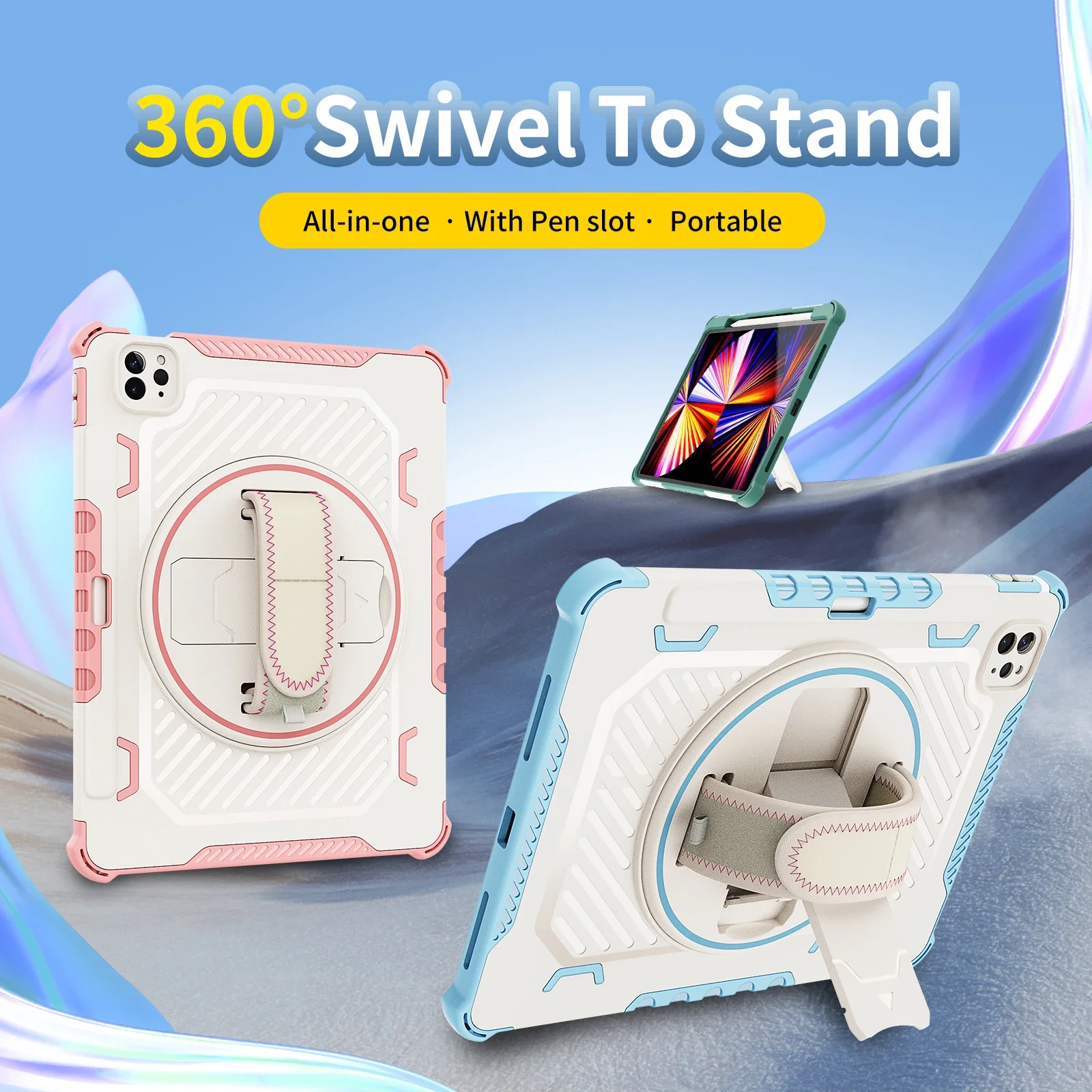 Capa de Suporte à Prova de Choque com Alça Capa para Ipad Pro 11 12.9 m2 2023 2023 Air 10ª Geração 10.9 Funda Capa - Imagem 5