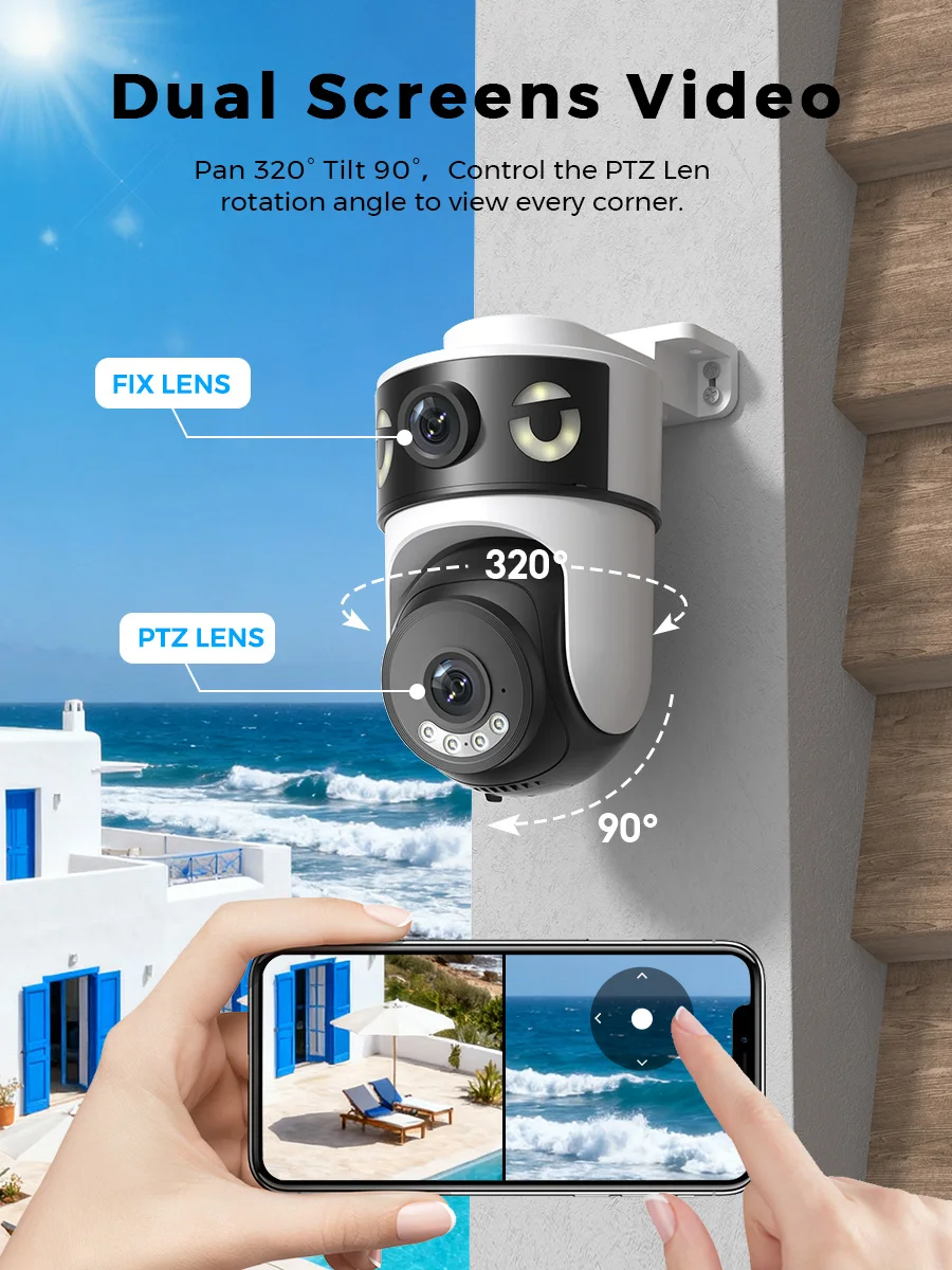 Telecamera IP PTZ da 10MP 8MP 5K Doppia lente esterna Doppio schermo 5G WIFI Telecamera AI Tracciamento Protezione di sicurezza Telecamera di sorveglianza CCTV - immagine 6