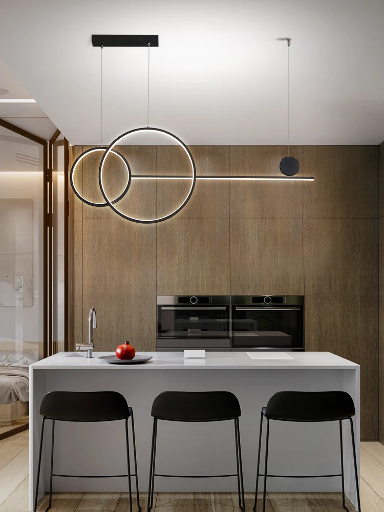 

Simple restaurant chandelier modern minimalist led long dining table restaurant bar chandelier Nordic office lamp