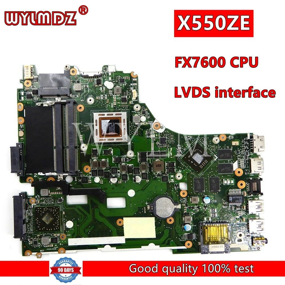

X550ZE FX7600 CPU LVDS interface PM notebook Mainboard For ASUS X550ZA X550Z VM590Z K550Z X555Z Laptop Motherboard Tested