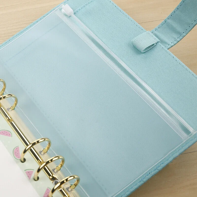 2pcs/set A5 File Pockets Transparent Loose Leaf Notebook File Jackets Inner Storage Bag Zipper Pocket Style images - 6