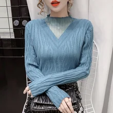 

New Sweater Knitwear for Women 2021 Autumn and Winter Korean Style Gold Thread Slim Bottoming Shirt Knitwear Top for Women