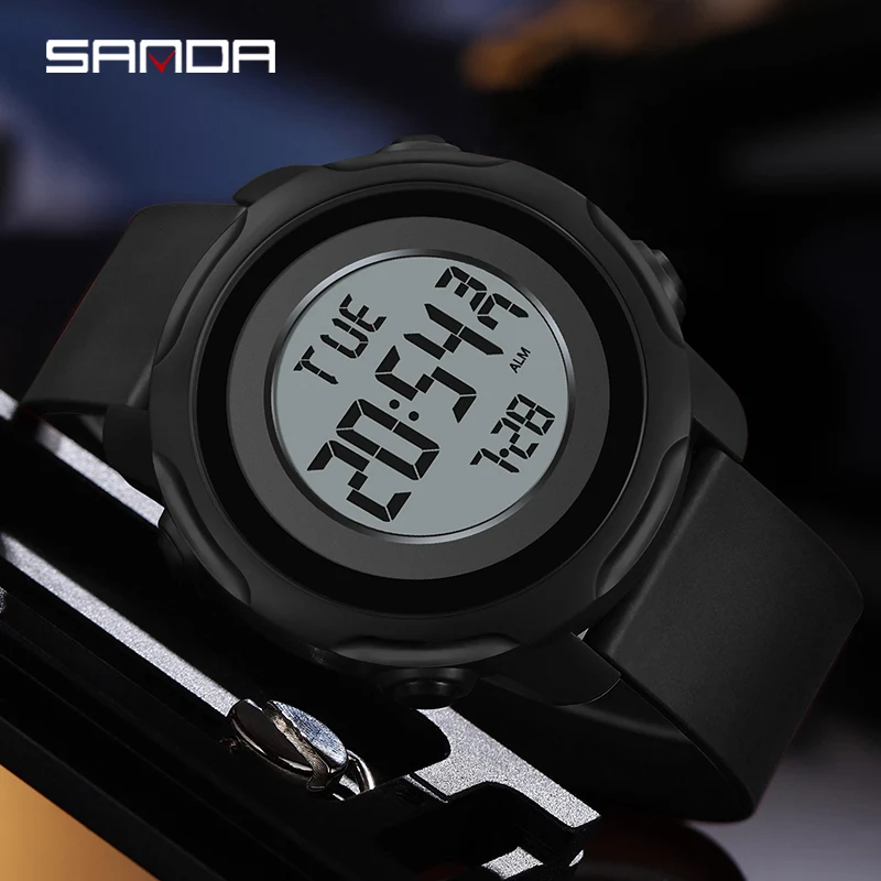SANDA Top Brand Multifunctional Electronic Watches Fashion Men Watch Timer Alarm Clock Automatic Calendar HD LED Display Reloj