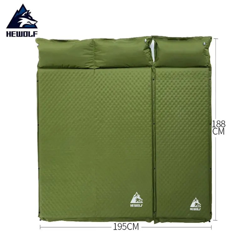 

Hewolf 2+1 Spliced Outdoor Thick 5cm Automatic Inflatable Cushion Sleeping Pad Outdoor Tent Camping Mats Bed Double Mattress