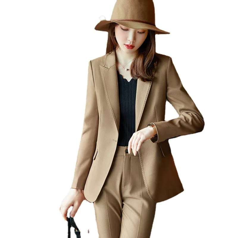 

Solid Color Suits Women Spring High End Business Temperament Casual Fashion Formal Blazer And Pants Office Ladies Work Wear