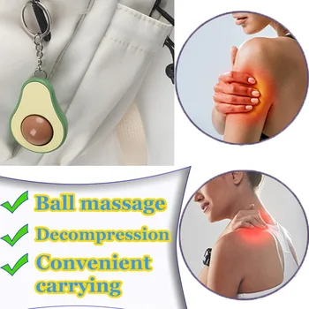 Avocado Ball Massager Keychain Relieve Tense Muscles Keyring Mini Relaxation Fingers Wrists Neck Forehead Bag Pendant Accessory