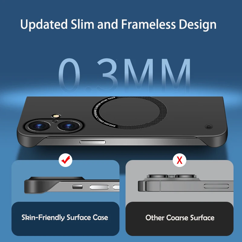 Luxury Ultra Slim Magnetic Frameless Solid Color Shockproof Phone Case