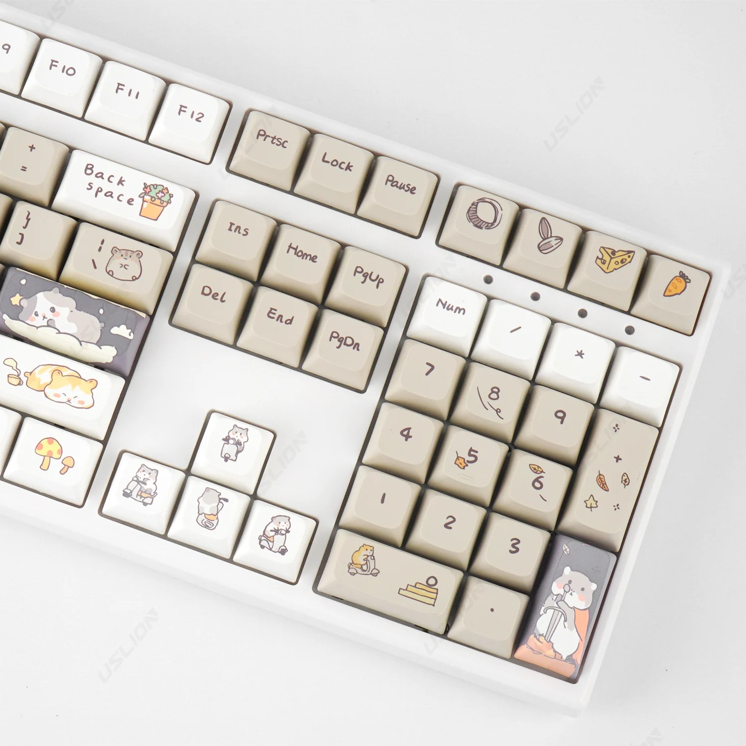 Cute Cartoon Hamster Tema Keycaps Coreano Inglês Xda Perfil Pbt Ajuste para Interruptor mx Teclado Mecânico Gaming 132 Chaves - Imagem 5