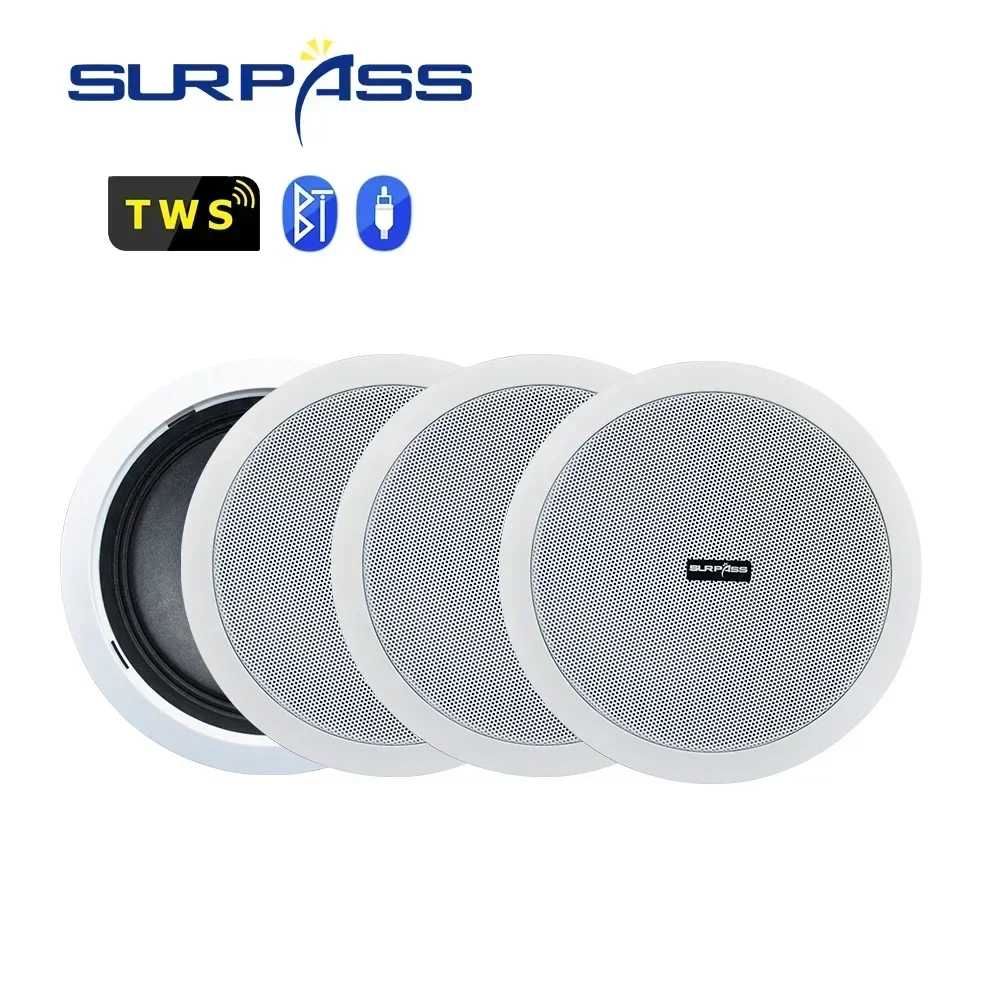 

6inches Ceiling Speaker Bluetooth-compatible Full Range Loudspeaker Stereo Home Theater Music Speakers Hotel Store Bathroom 4pcs