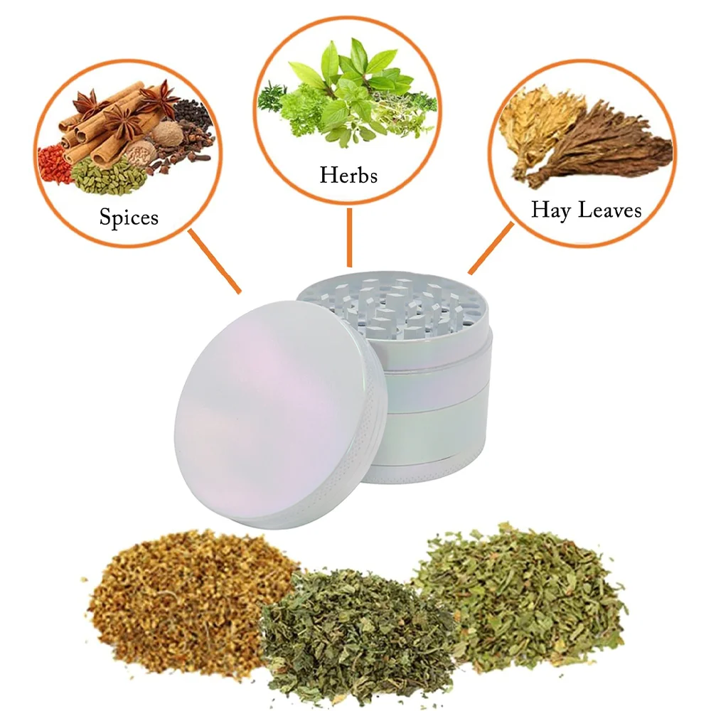 Neon Herb Grinder 4-layer Iridescent Tobacco Grinder Spice Miller Crusher Zinc Alloy 40/50/60mm 6