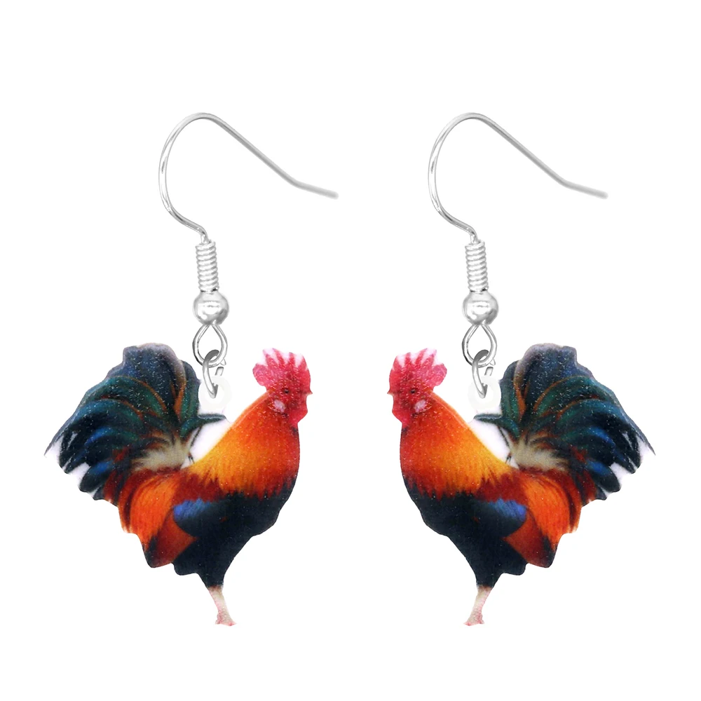 Animal earrings made of acrylic, cute and funny Hummingbird, goldfish, squirrel, parrot, owl, rooster, frog