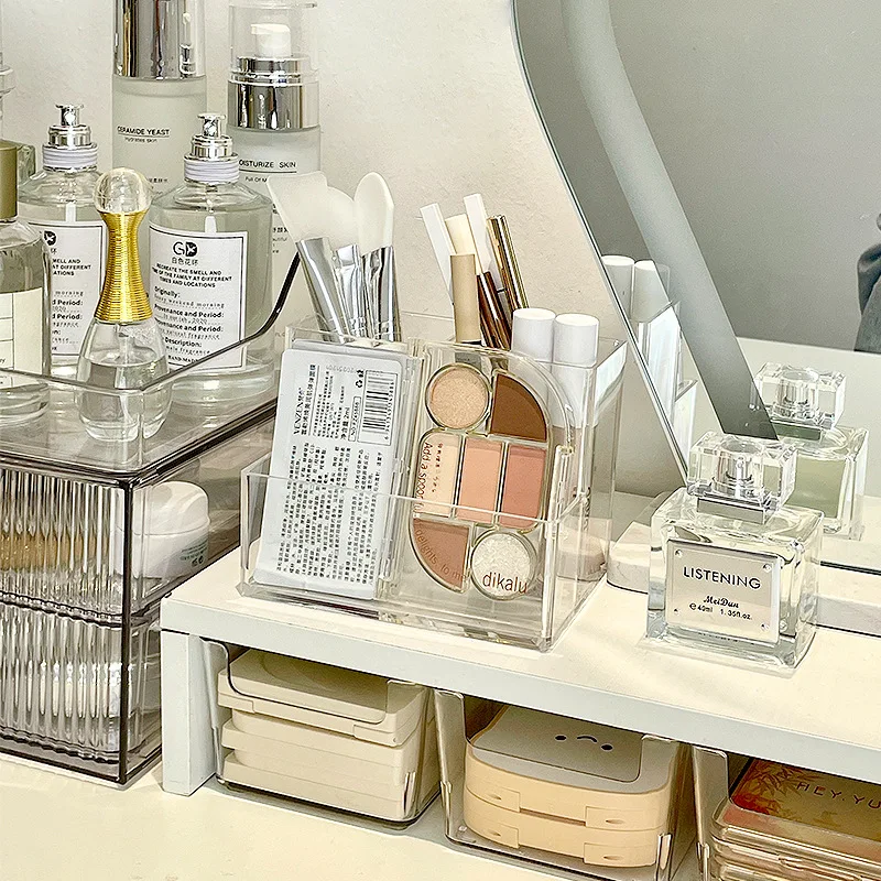 Transparent acrylic 3-5 grid makeup box,makeup brush bucket,makeup organizer,student desk pen holder jewelry storage box 3