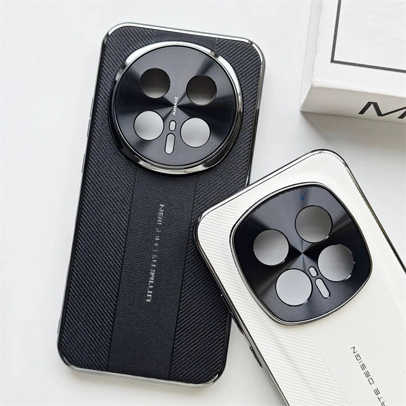 For Honor Magic 8: Luxury Electroplated Leather Camera Protection Case with Shockproof Bumper
