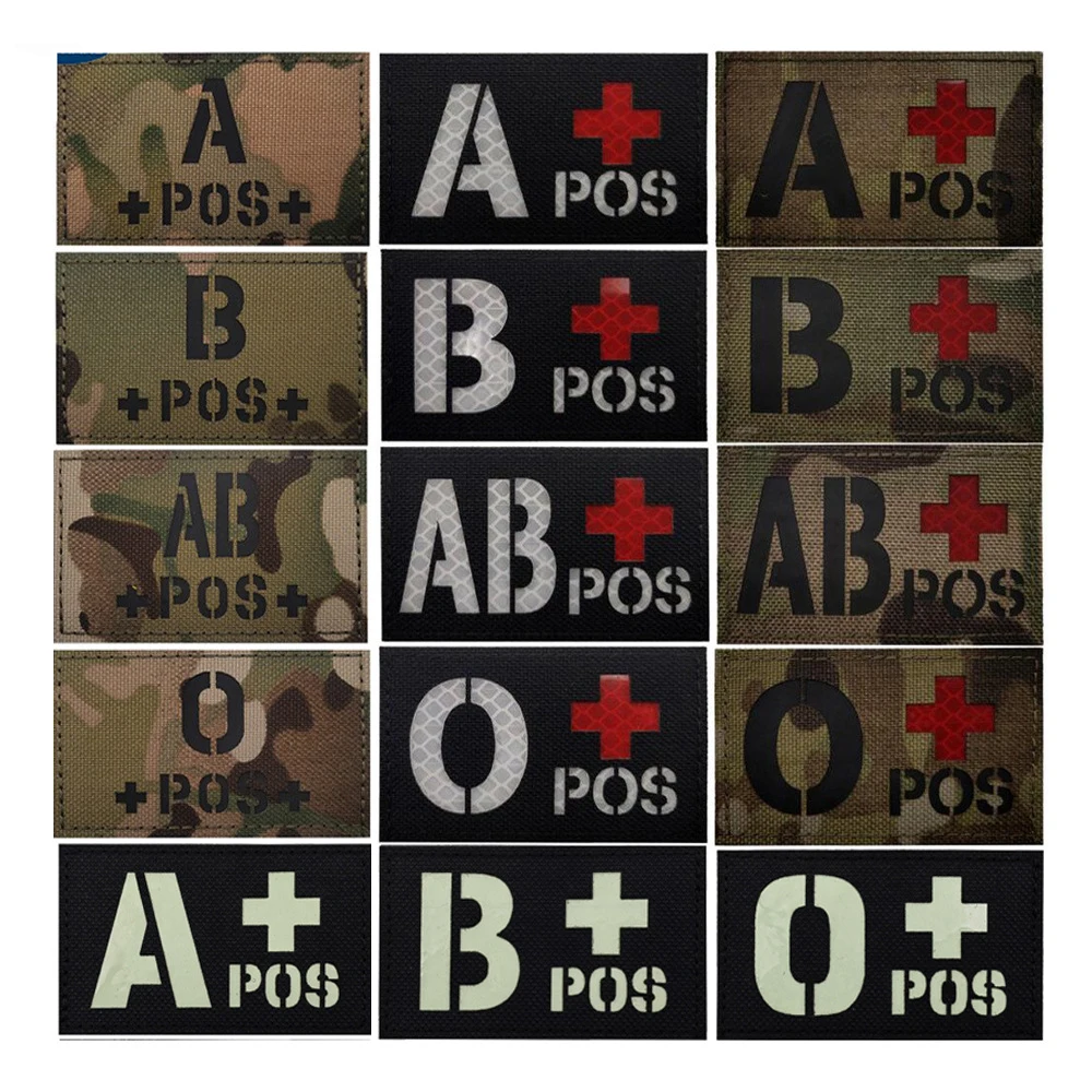 Blood Type Patch Military Tactical Stripes A B AB O Positive