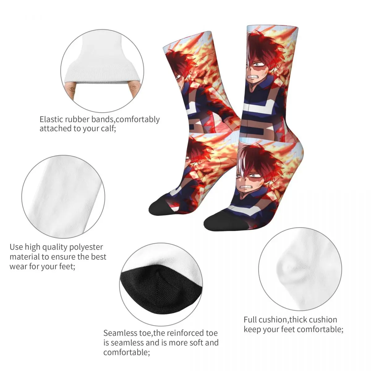 Funny compression Sock for Men Cry Hip Hop Harajuku My Hero Academy Youth Blood Happy Seamless Pattern Printed Boys Crew Sock