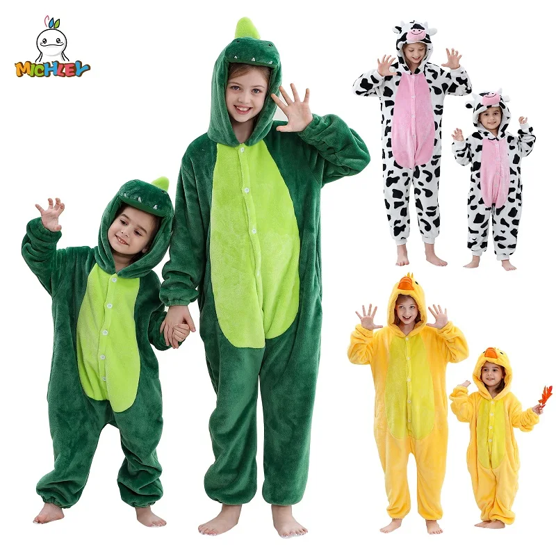 MICHLEY Halloween Flannel Blanket Sleepers Winter Hooded Children Family Costume Clothes Jumpsuit Sleepwear Robe For Boys Girl kids pajamas