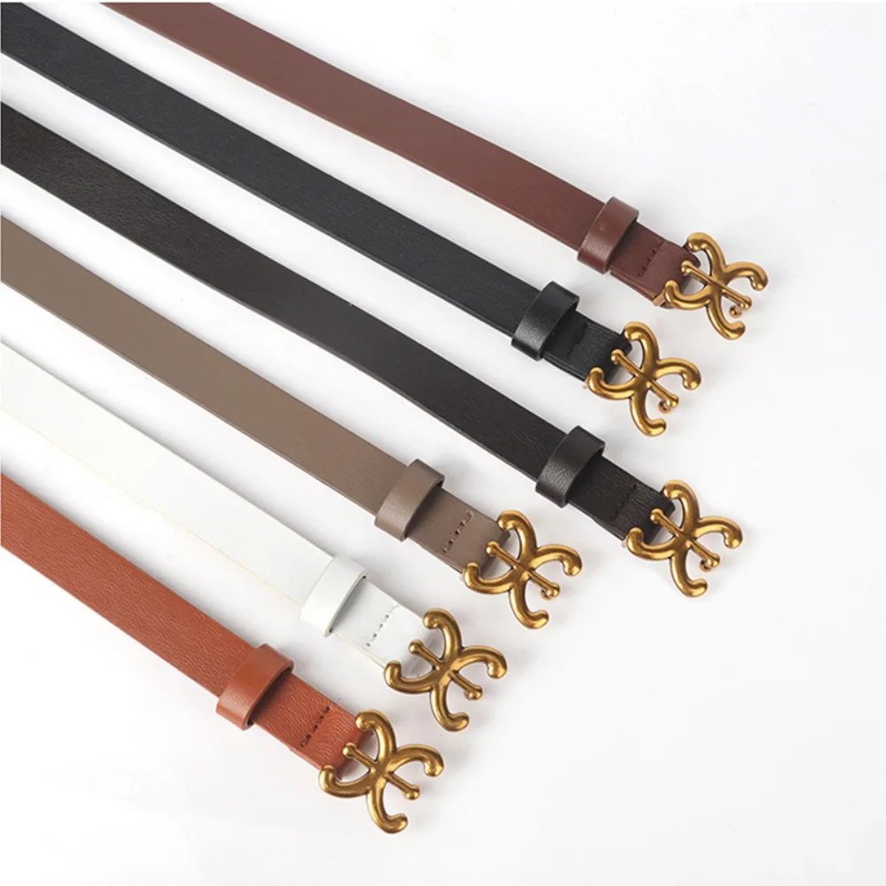 

Fashion Vintage Retro Metal C Buckle Waistband Thin Waist Strap Leather Belt Trouser Dress Belts