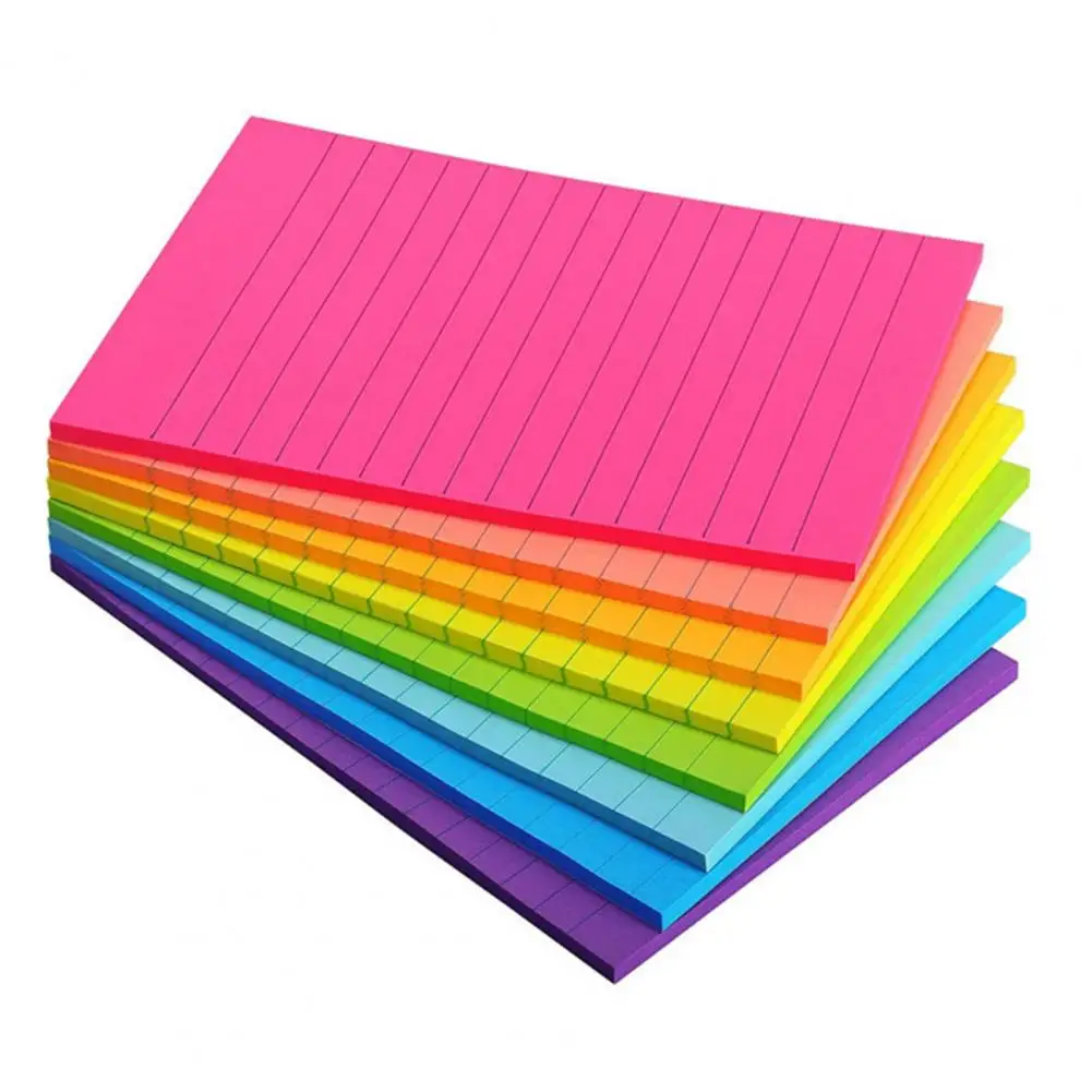 8Pcs 10x15CM Lined Sticky Note 8 Colors 45 Sheets/Pad Self-Stick Students Ruled Memo Note Pad School Office Stationery Supplies 8pcs 10x15cm lined sticky note 8 colors 45 sheets pad self stick students ruled memo note pad school office stationery supplies