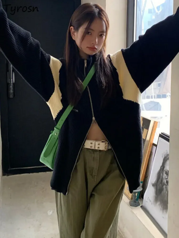 

Кардиган женский со вставками в стиле ретро, свободный Универсальный стильный свитер в японском стиле, базовый Повседневный осенний для студентов