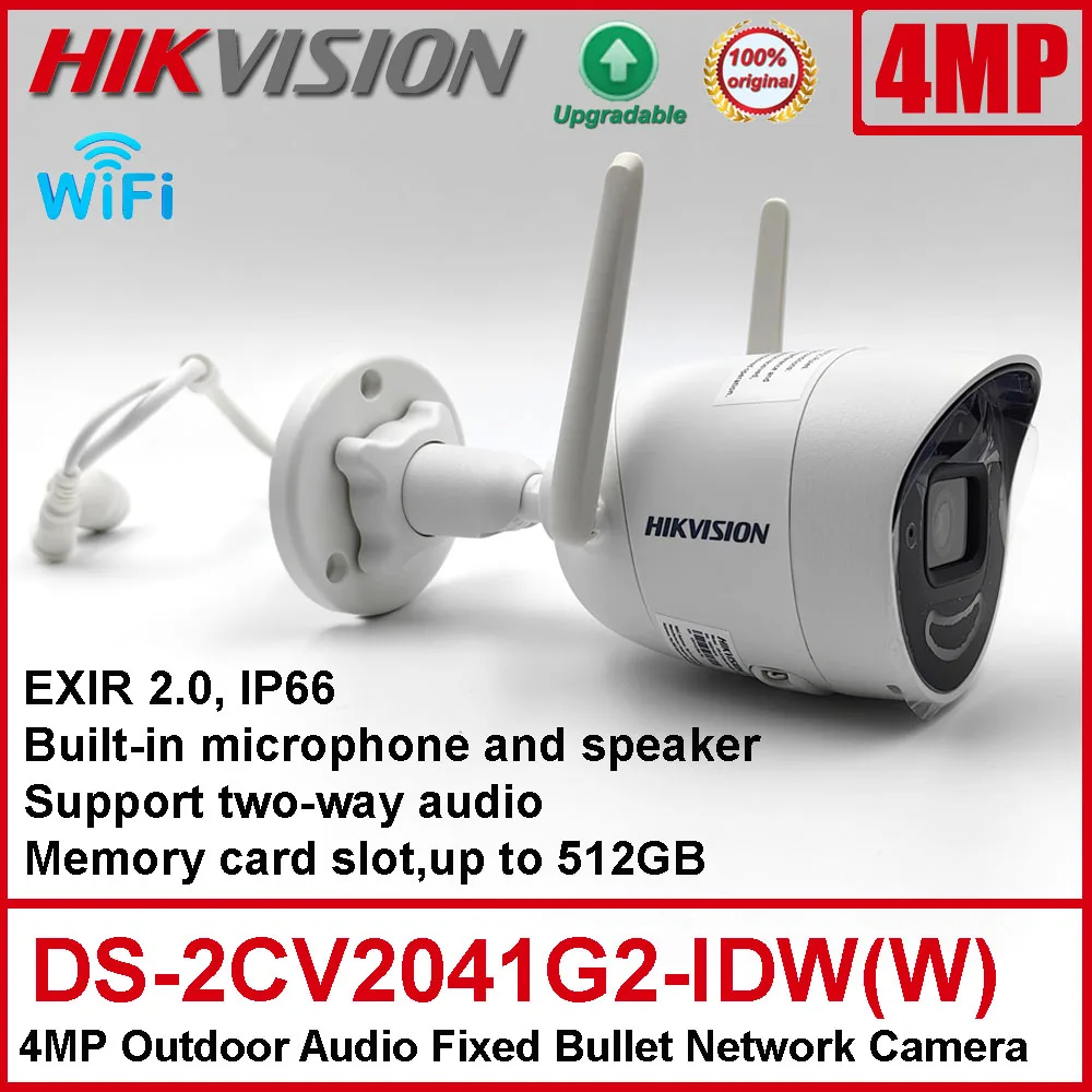 Original Hikvision DS-2CV2041G2-IDW (W) 4MP Outdoor Built-in Mic Speaker Wifi Wireless Fixed Bullet Network IP Camera 1