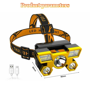 Usb Rechargeable Headlamp Head-Mounted Strong Flashlight Built-in Battery Outdoor Camping 5 Styles Night Headlight Fishing Lamp 2